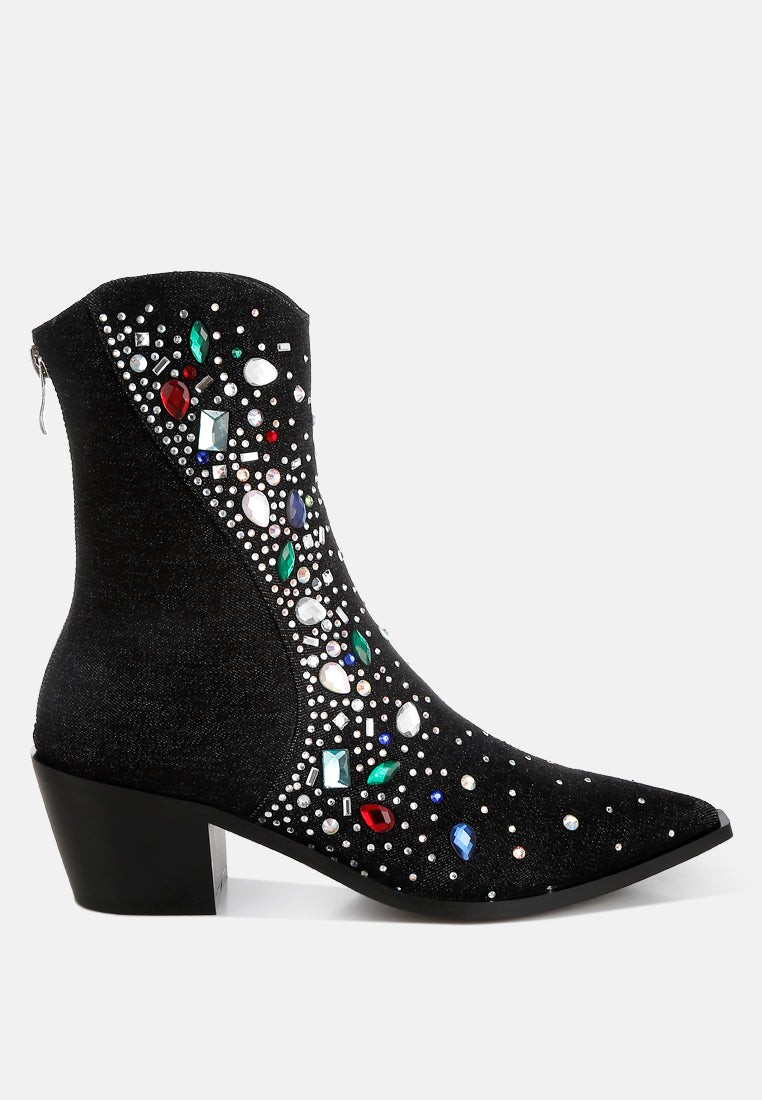 Starlit Multi Color Stones Embellished Boots-4