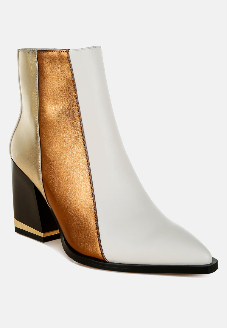 Stemon Three Tone Block Heel Boots London Rag