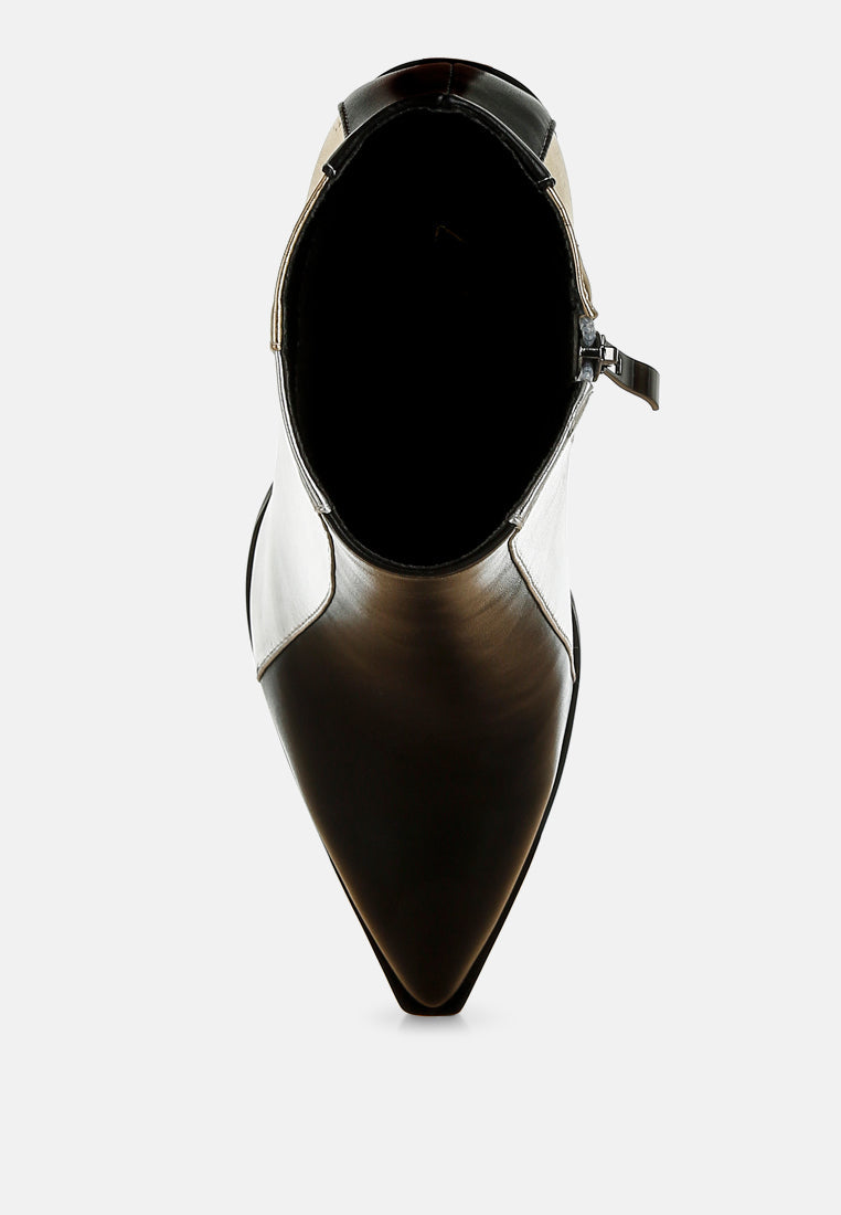 Stemon Three Tone Block Heel Boots London Rag