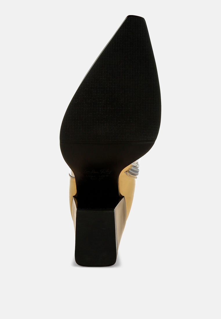 Stemon Three Tone Block Heel Boots London Rag