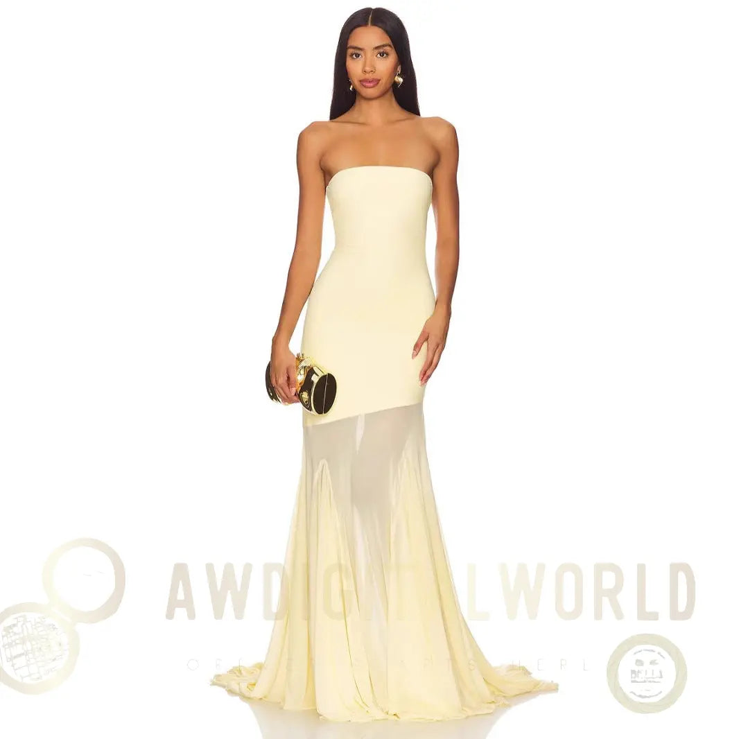 Strapless Bodycon Mesh Dress For Women, Fitted, Solid Color, SoHo, BYMANYC New York. BYMANYC ® New York
