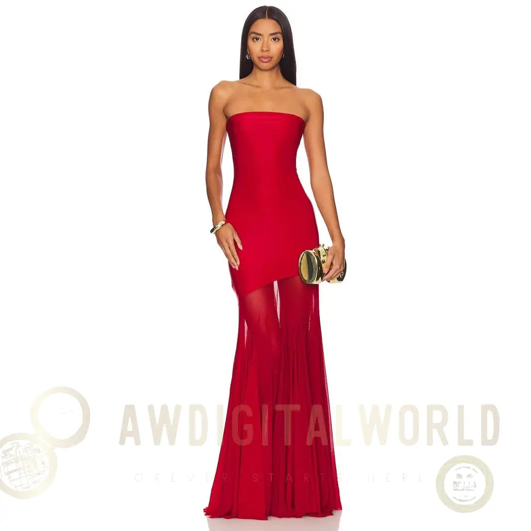 Strapless Bodycon Mesh Dress For Women, Fitted, Solid Color, SoHo, BYMANYC New York. BYMANYC ® New York