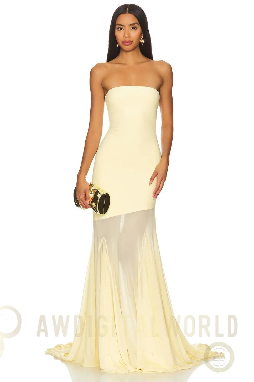 Strapless Bodycon Mesh Dress For Women, Fitted, Solid Color, SoHo, BYMANYC New York. BYMANYC ® New York