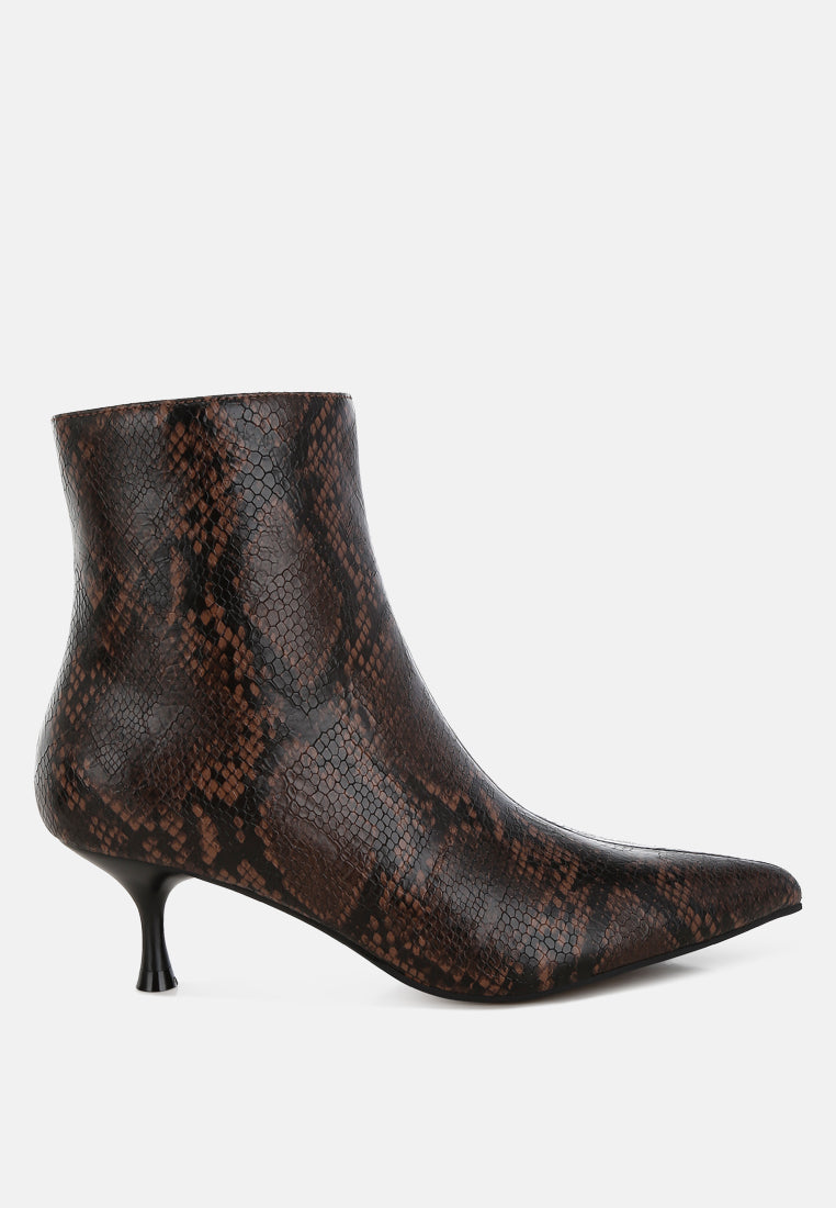 Thymus Snake Print Kitten Heel Boots-0