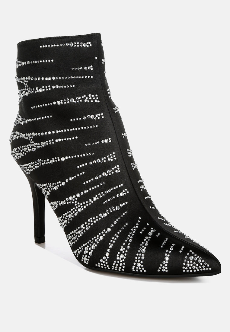 Toget Satin Rhinestone Ankle Party Boots-4