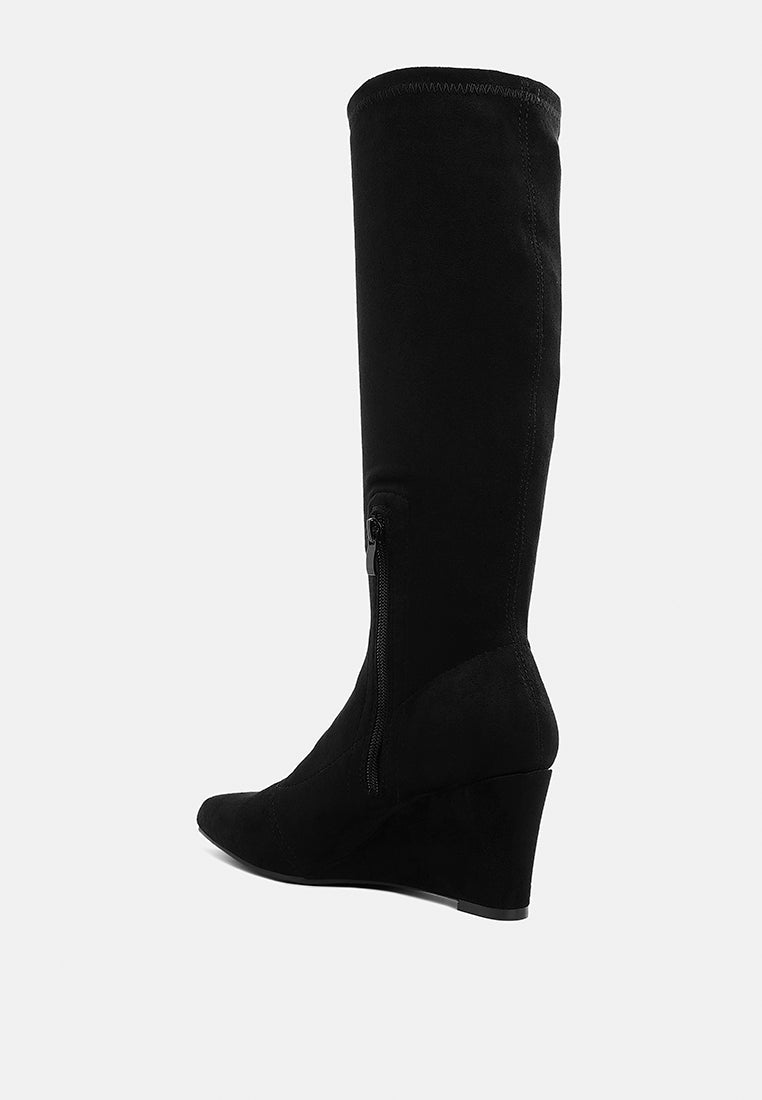 Tulsha Microfiber Wedge Heel Boots-4