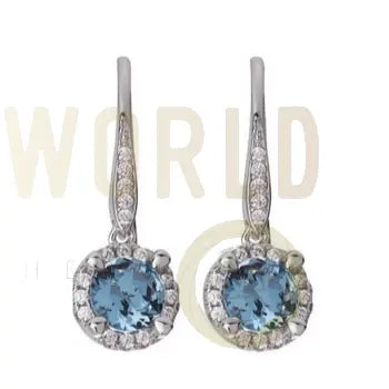 Silver blue drop earrings encrusted with CZ LaBante London