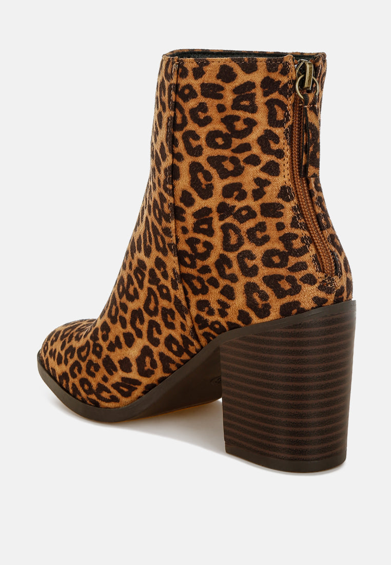Veyara Leopard Print Block Heel Boots London Rag
