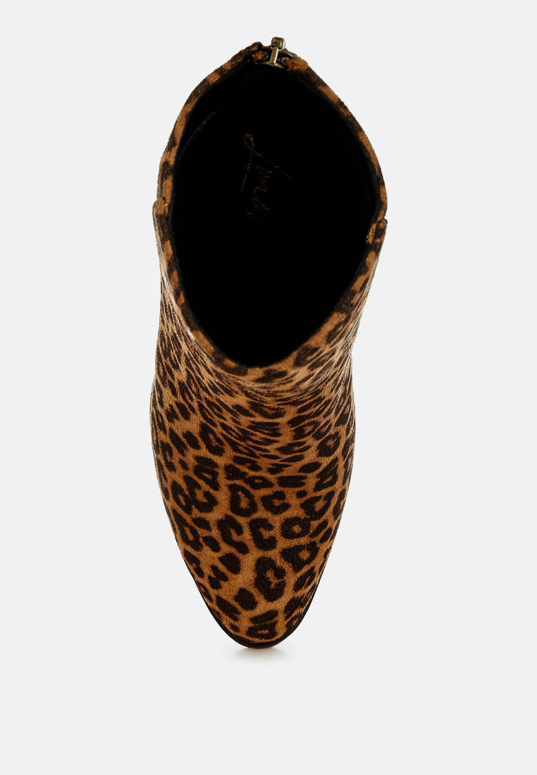 Veyara Leopard Print Block Heel Boots London Rag