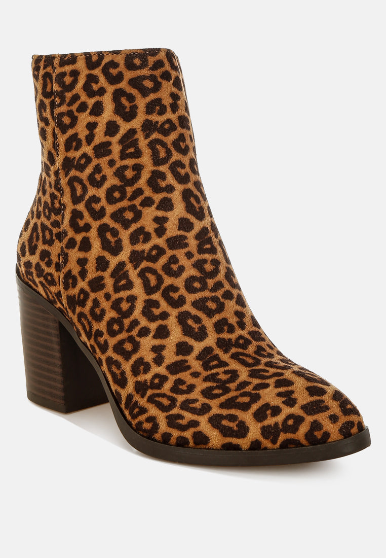 Veyara Leopard Print Block Heel Boots London Rag