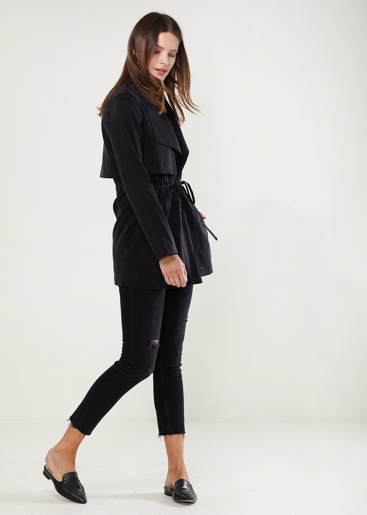 Ro&de Noir Open Front Jacket In Black Lemon Hera