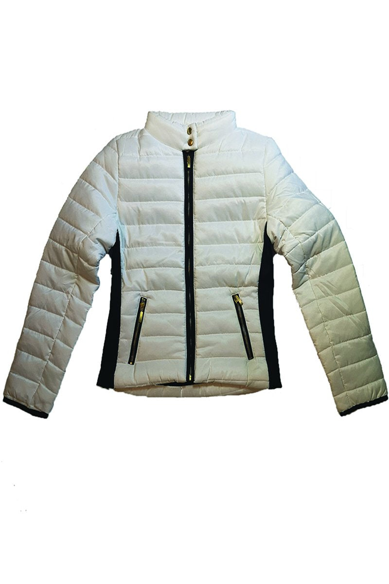 White Puffer Jacket - Black Contrast Azure Theseus