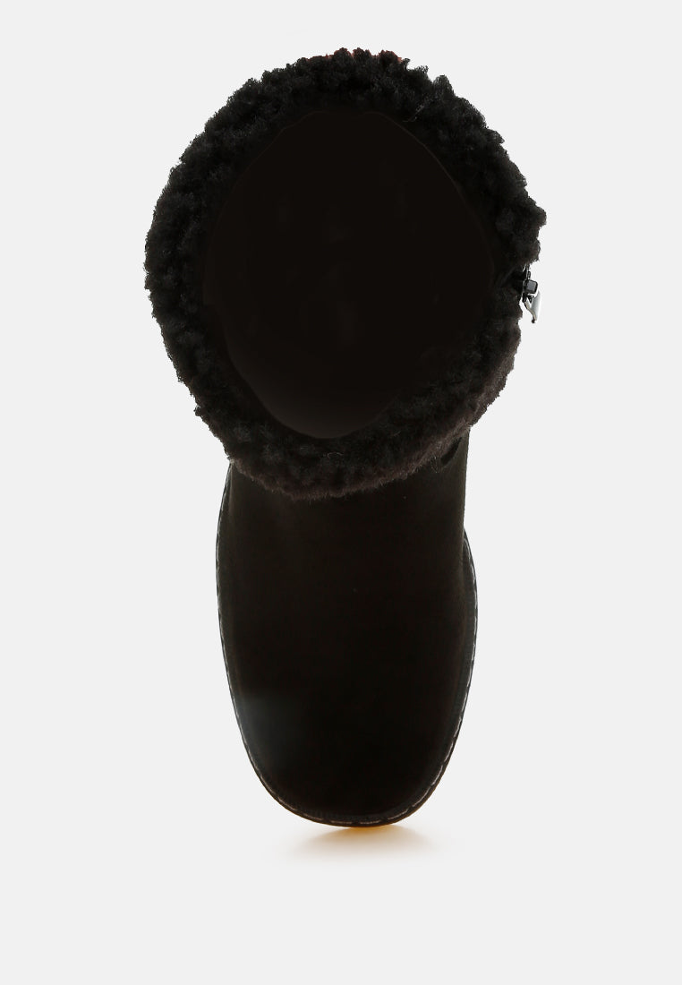 Woolly Faux Fur & Embroidery Detail Boots-4