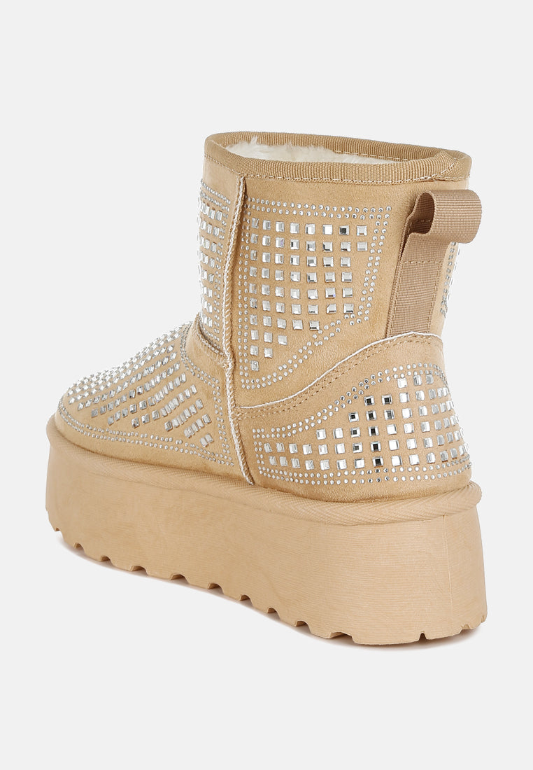 Xoras Chunky Rhinestones Ankle Boots-2