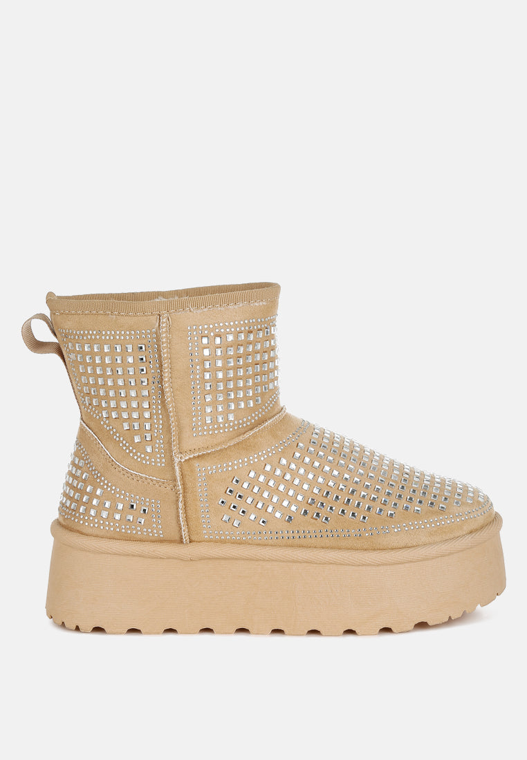 Xoras Chunky Rhinestones Ankle Boots-0