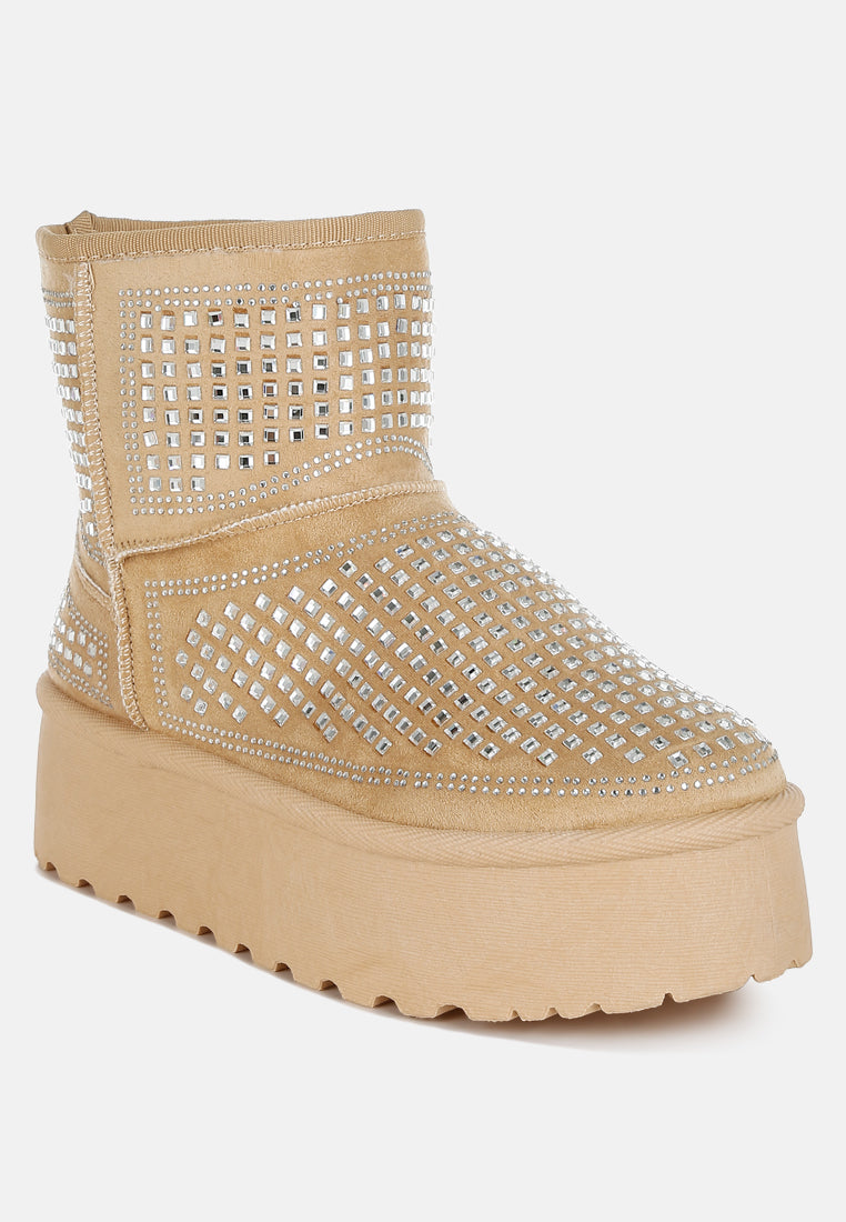 Xoras Chunky Rhinestones Ankle Boots-1