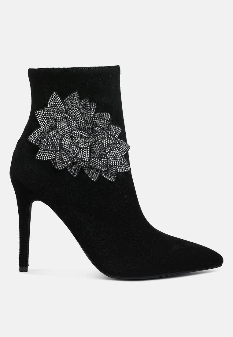 Yarrow Rhinestones Petal Detail Boots-5
