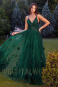 Tulle A-Line Floral Appliqued Gown Tux-USA