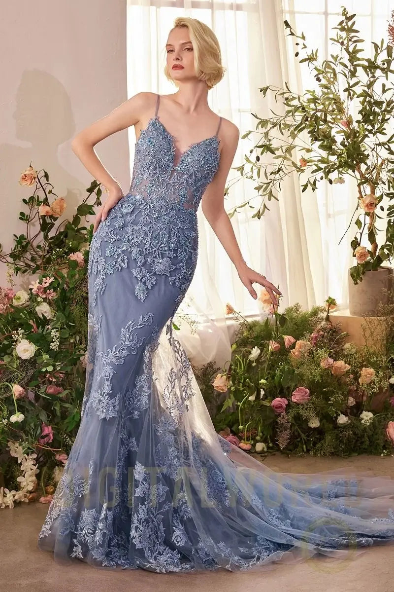 Foliage Beaded Lace Mermaid Gown-1