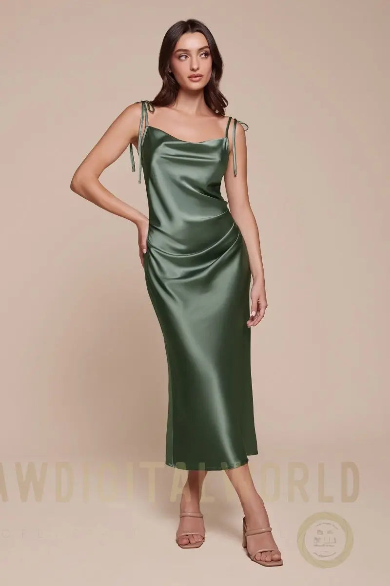 Slim Fit Satin Midi Dress-9