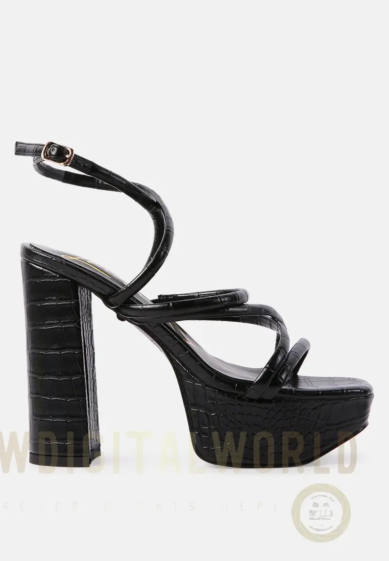 Beam Tips Strappy Chunky Platform High Heel Sandals London Rag