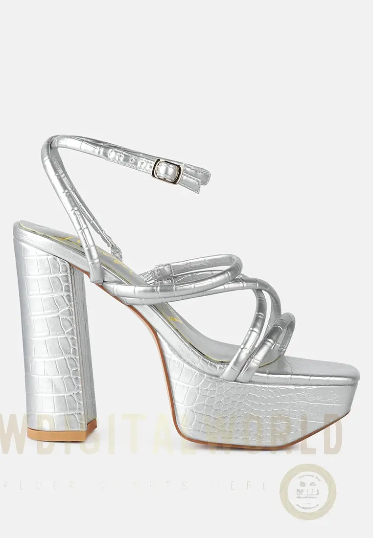 Beam Tips Strappy Chunky Platform High Heel Sandals London Rag