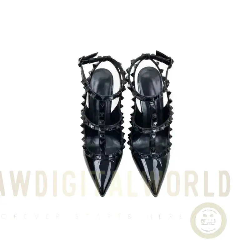 Black Rivets High Heels Stiletto Roman Sandals Fashionfitz