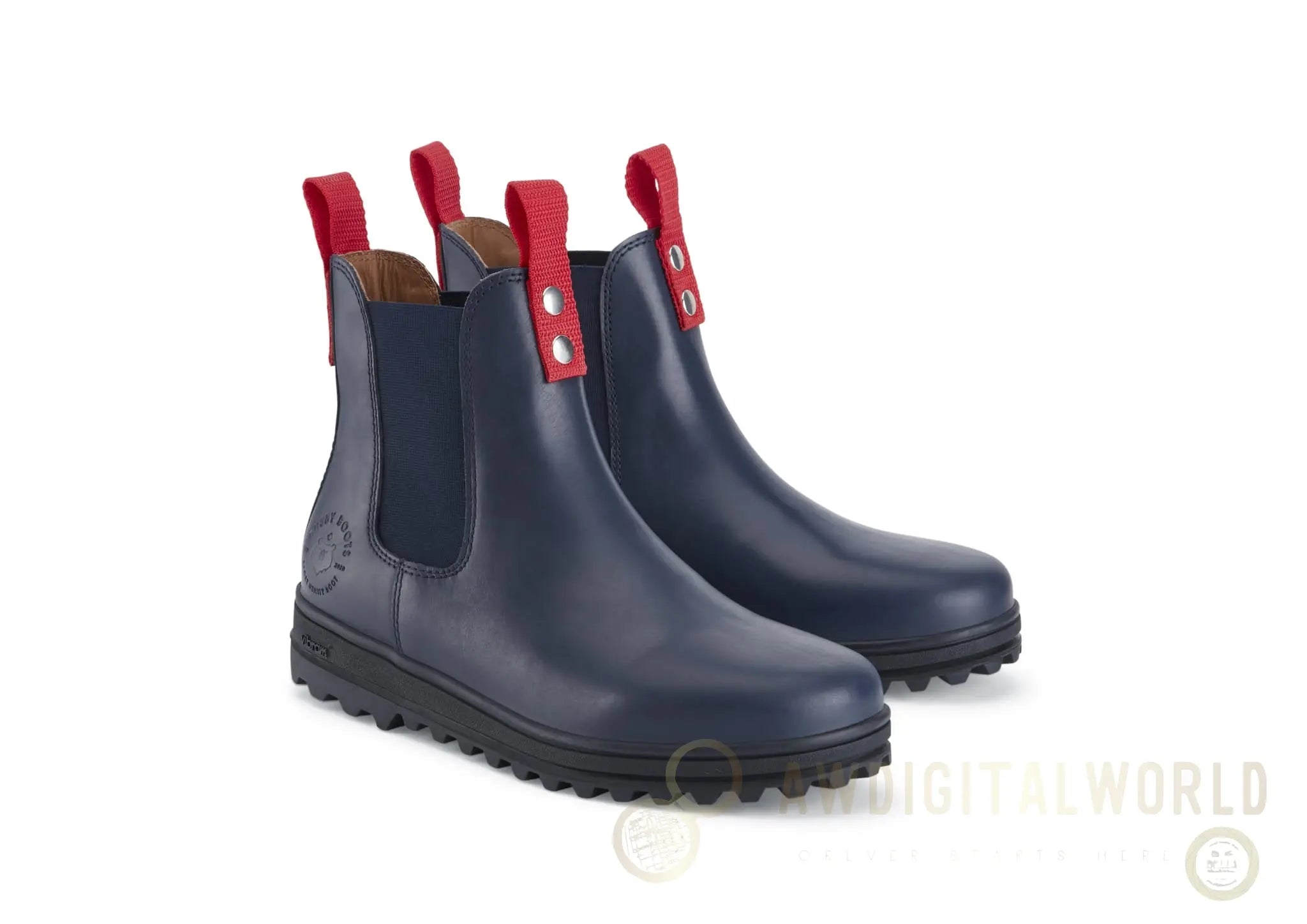 Busby Women's Winter Chelsea Boot, Navy Blue Leather Hugs & Co.
