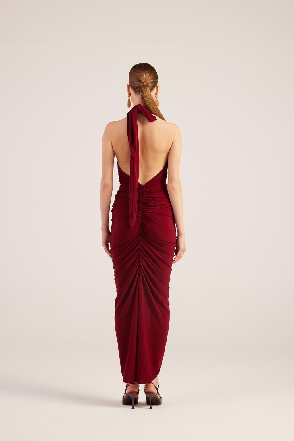 Marie Burgundy Backless Slit Maxi Dress Buy Me Fur Ltd