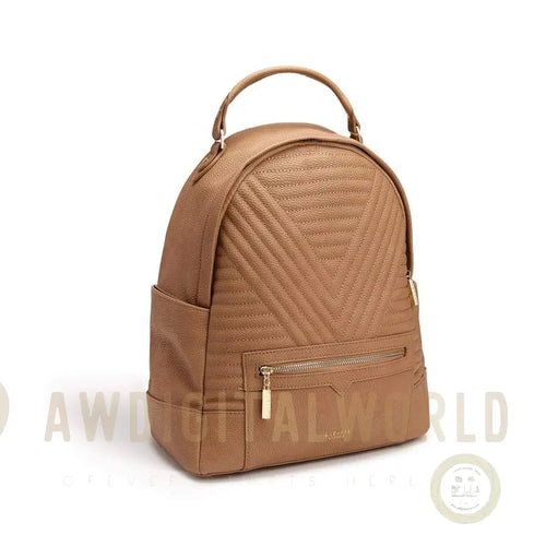 Camberwell Brown Quilted Vegan Laptop Backpack-1