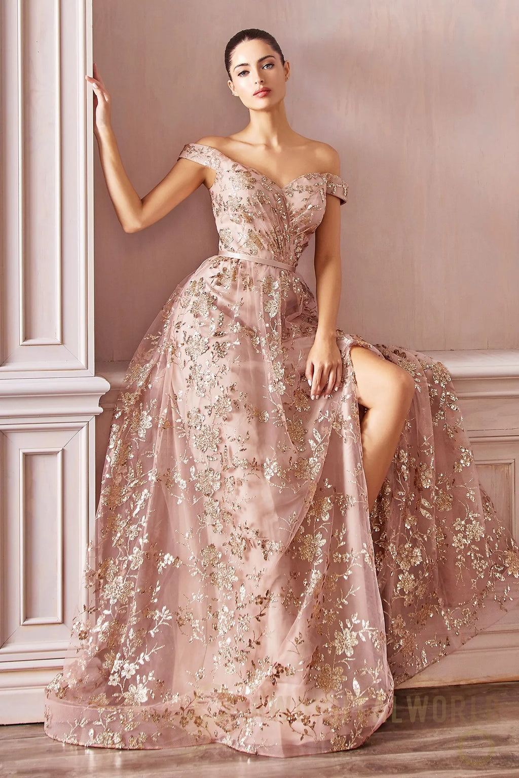 A-Line Embellished Print Dress-0