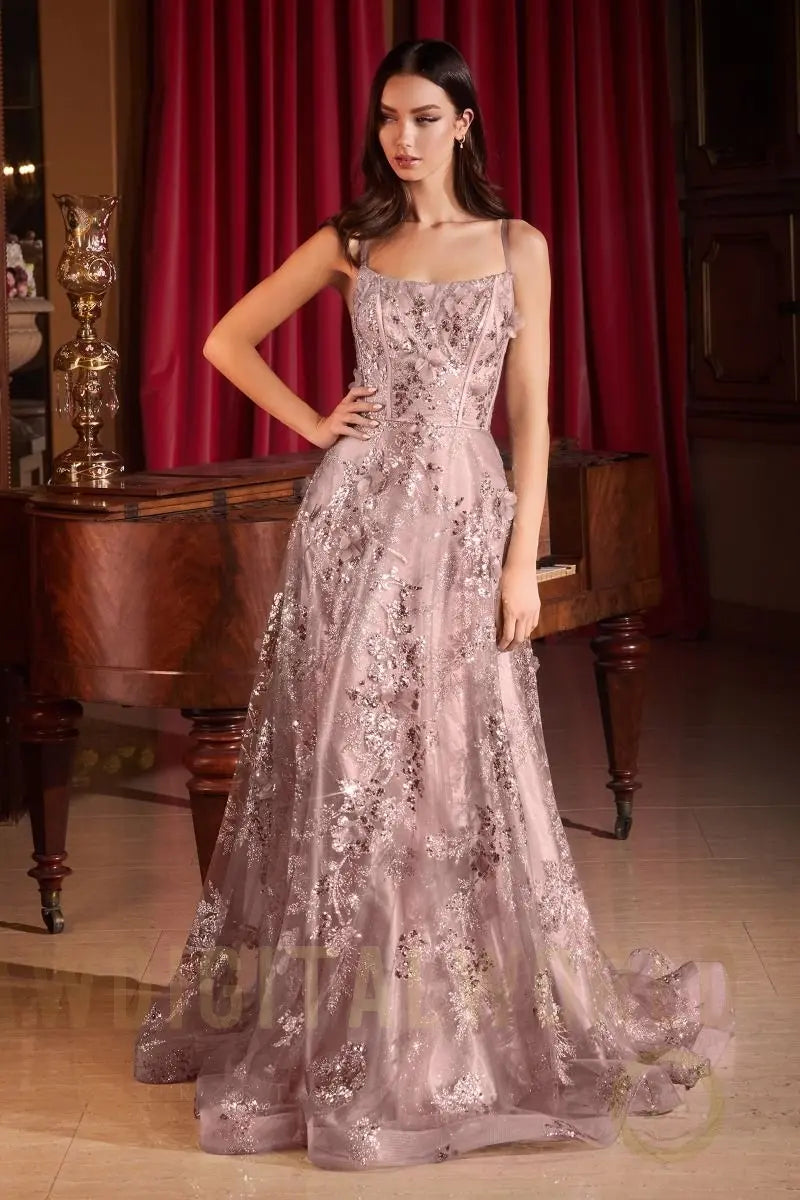 Sequin Floral Printed A-Line Dress-1