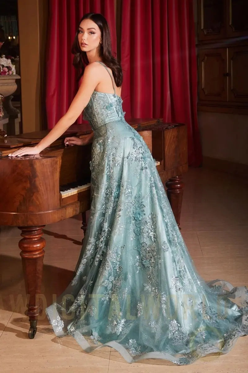 Sequin Floral Printed A-Line Dress-2