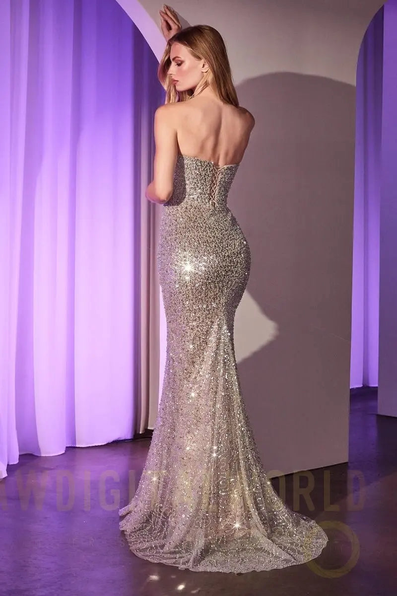 Fully Beaded Strapless Gown-2