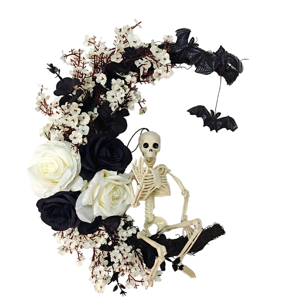 Gothic Halloween Wreath Skull Bats TM