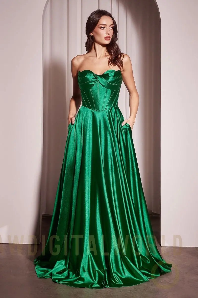 Strapless Satin A-Line Dress Tux-USA
