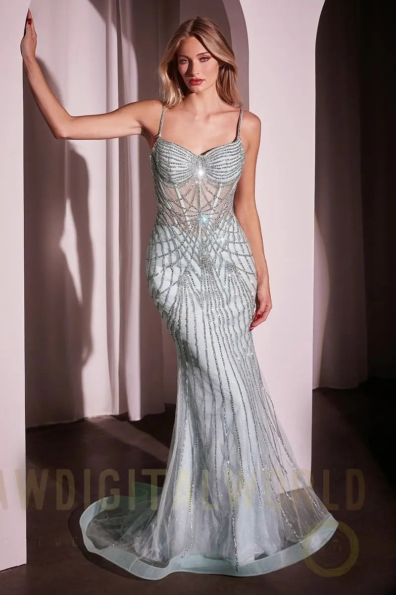 Fitted Pearl & Crystal Gown-3
