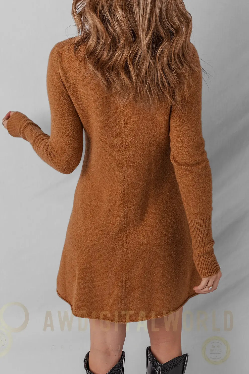 Madeline Ribbed Mini Sweater Dress Threaded Pear
