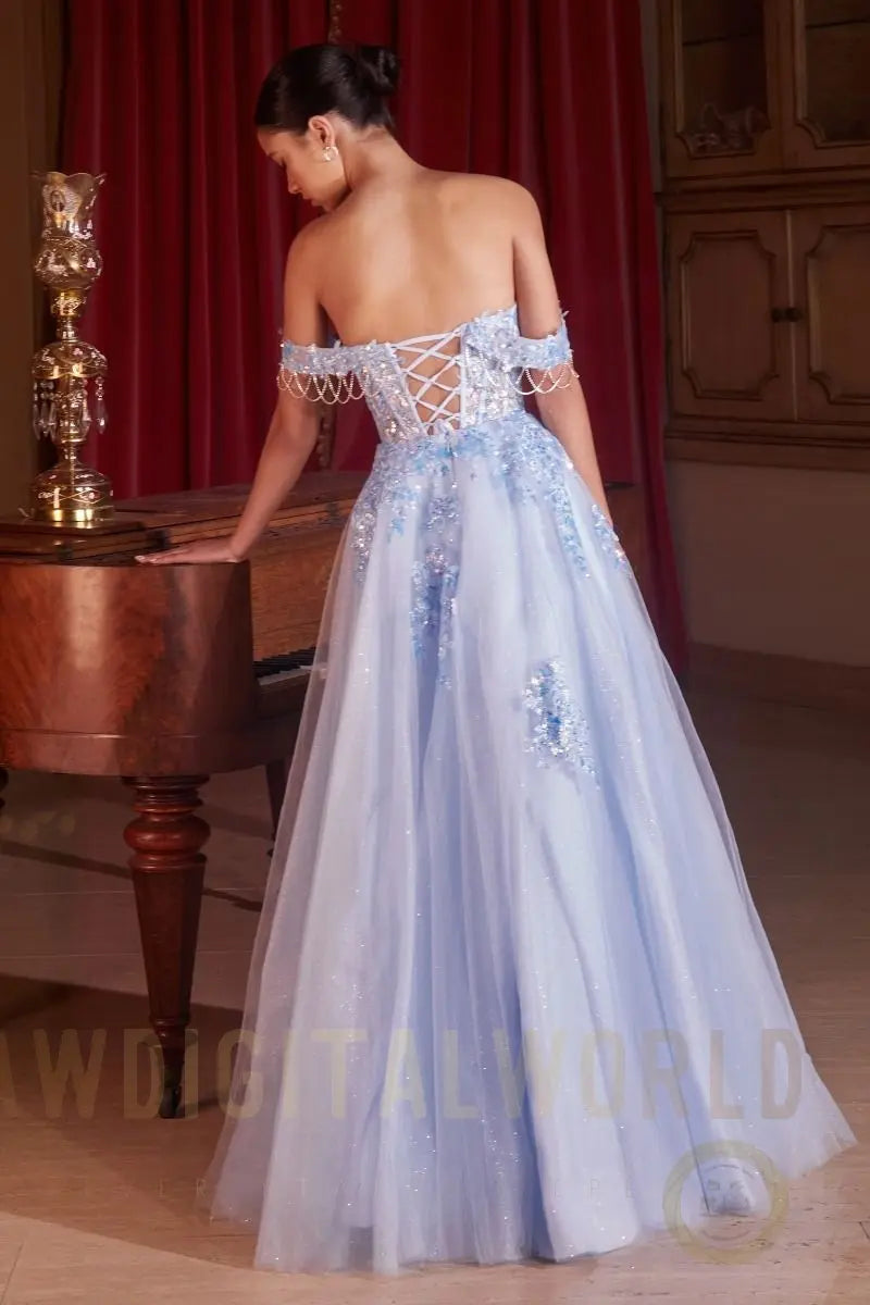 Off The Shoulder Tulle Ball Gown-3