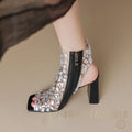 Crystallized Mosaic Open Toe Wedge Sandals Jady Rose