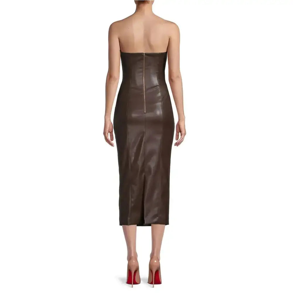 Women’s Dark Brown Minimal Leather Tube Dress Riders Republic UK