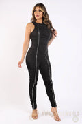 Track Zipper Ruched Jumpsuit Ruffle Dress Bodycon Jumpsuit BLACK Puce Juniper