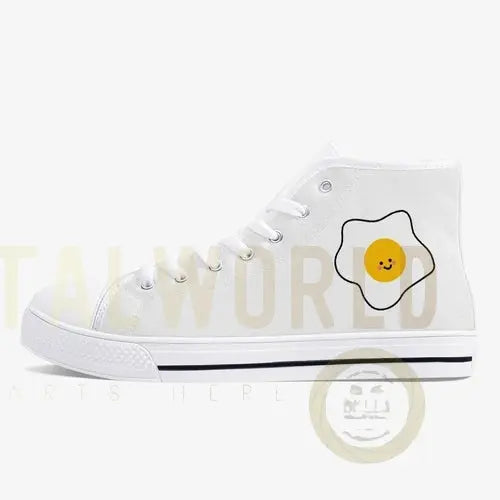 Jacki Easlick Lux Egg Classic High-Top Canvas Sneakers - White/Black Yellow Eleusis