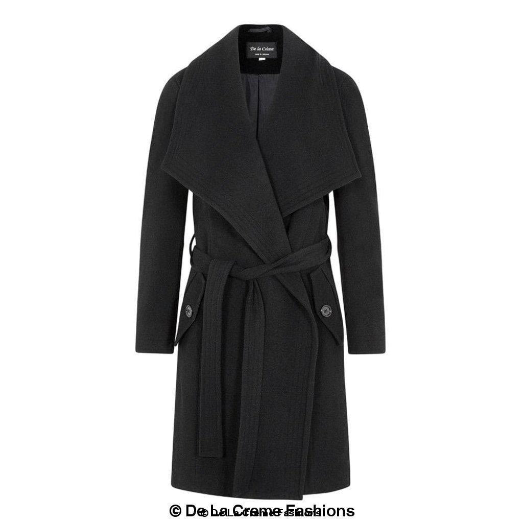 De La Creme Womens Wool Blend Large Lapel Duster Coat Rose Eleusis