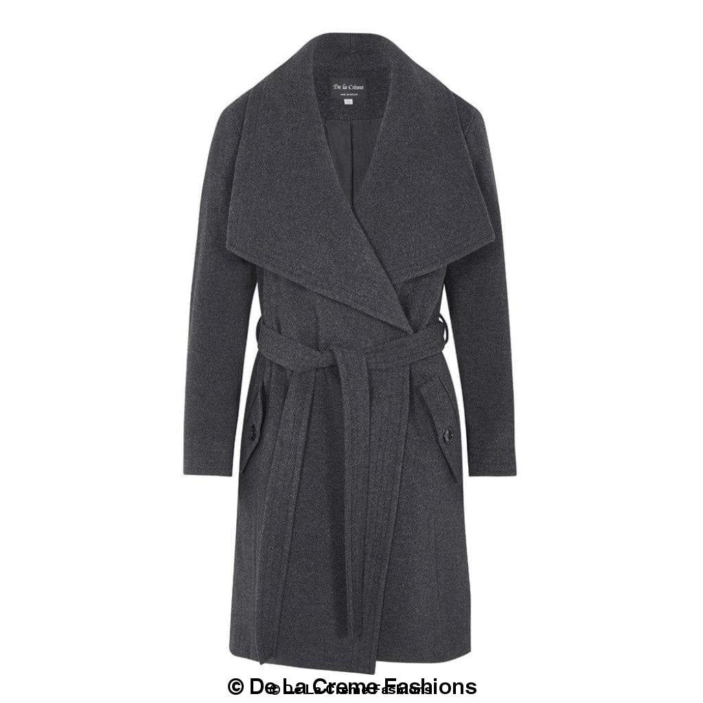 De La Creme Womens Wool Blend Large Lapel Duster Coat Rose Eleusis