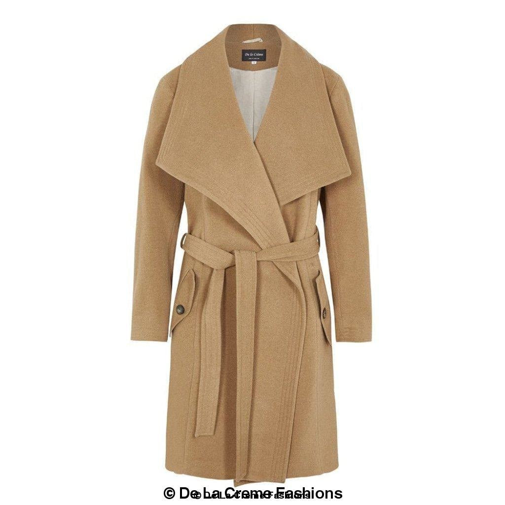 De La Creme Womens Wool Blend Large Lapel Duster Coat Rose Eleusis