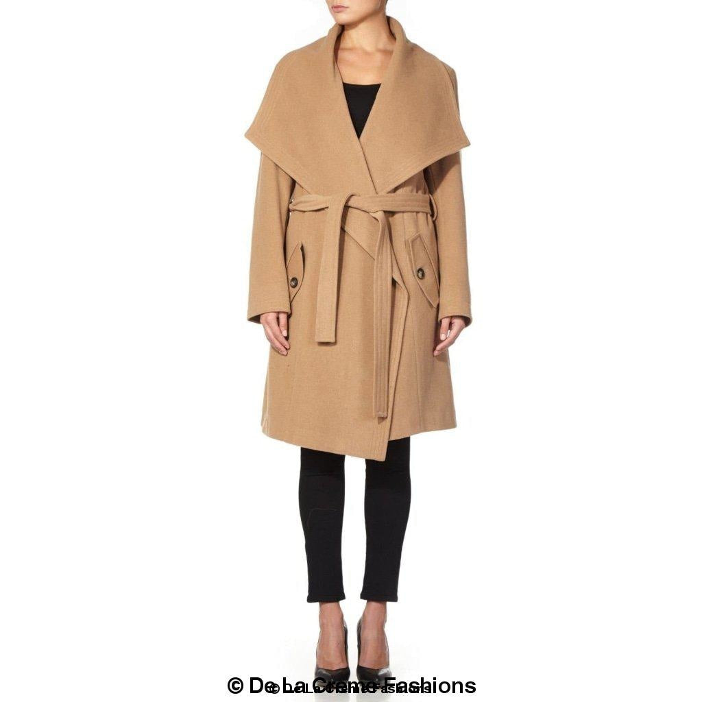 De La Creme Womens Wool Blend Large Lapel Duster Coat Rose Eleusis