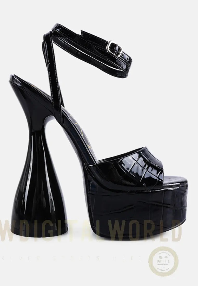 Drop Dead Patent Croc Ultra High Platform Sandals London Rag