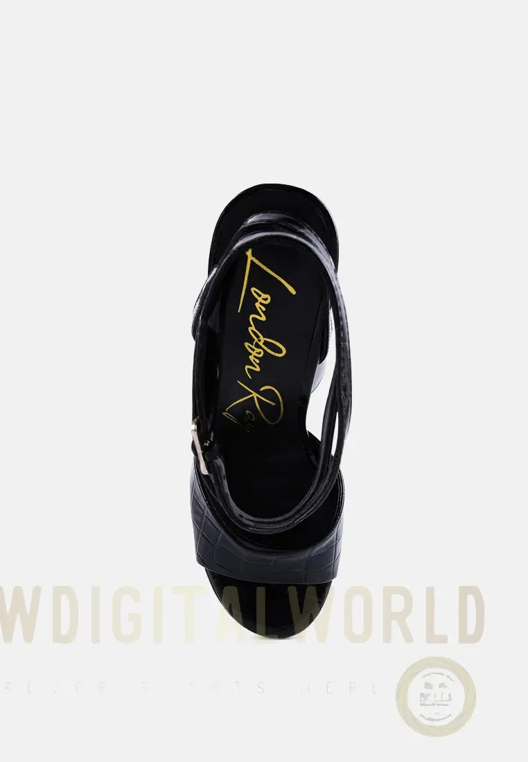 Drop Dead Patent Croc Ultra High Platform Sandals London Rag