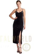 Elle Dress - Velvet slip dress with scooped back and thigh high slit Peach Dionysus